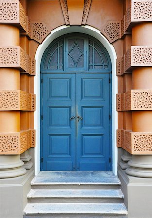 A blue door made form wood with giant column Stock Photo - Budget Royalty-Free & Subscription, Code: 400-04790937