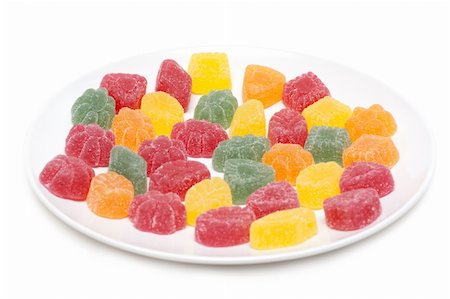 simsearch:400-04781520,k - Fruit jellies on plate insulated on white background Photographie de stock - Aubaine LD & Abonnement, Code: 400-04792180