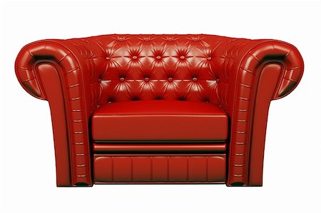 red cushion on a sofa - red leather armchair isolated over the white 3d Stock Photo - Budget Royalty-Free & Subscription, Code: 400-04792557