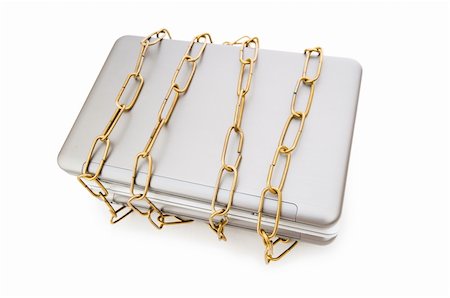 Concept of computer security with laptop and chain Stock Photo - Budget Royalty-Free & Subscription, Code: 400-04792713