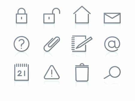 simsearch:400-05151458,k - Vector set of elegant simple icons for common computer functions Stock Photo - Budget Royalty-Free & Subscription, Code: 400-04792903