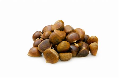 Many chestnuts isolated on the white background Fotografie stock - Microstock e Abbonamento, Codice: 400-04792924