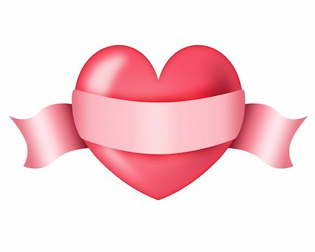 ruslan5838 (artist) - Illustration of red heart with a ribbon for inscription on a white background Stock Photo - Budget Royalty-Free & Subscription, Code: 400-04793319