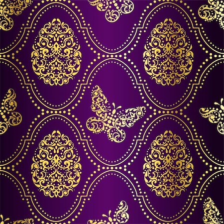 simsearch:400-04805525,k - Vintage seamless background with intricate easter egg design. Graphics are grouped and in several layers for easy editing. The file can be scaled to any size. Foto de stock - Super Valor sin royalties y Suscripción, Código: 400-04793349