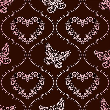simsearch:400-05885929,k - Romantic vintage seamless background with intricate design. Graphics are grouped and in several layers for easy editing. The file can be scaled to any size. Foto de stock - Super Valor sin royalties y Suscripción, Código: 400-04793375
