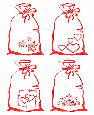 simsearch:400-06912374,k - Valentine love symbols on bags, pictogram set, isolated Stock Photo - Budget Royalty-Free & Subscription, Code: 400-04793419