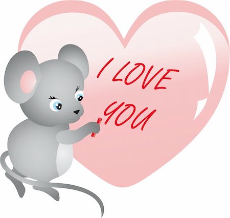 simsearch:400-08531661,k - Mouse writing on heart. Vector isolated on white background Fotografie stock - Microstock e Abbonamento, Codice: 400-04804079