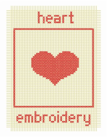 embroidery with heart and frame vector illustration isolated on white background Stock Photo - Budget Royalty-Free & Subscription, Code: 400-04804242