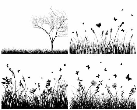 simsearch:400-04678689,k - Vector grass silhouettes background set. All objects are separated. Foto de stock - Super Valor sin royalties y Suscripción, Código: 400-04804469