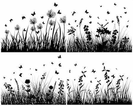 simsearch:400-04678689,k - Vector grass silhouettes background set. All objects are separated. Foto de stock - Super Valor sin royalties y Suscripción, Código: 400-04804470