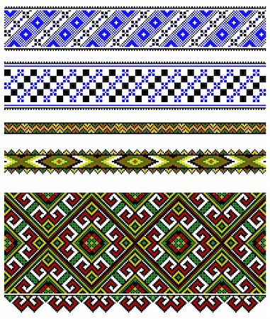 embroidery drawing flower image - Vector illustrations of ukrainian embroidery ornaments, patterns, frames and borders. Stock Photo - Budget Royalty-Free & Subscription, Code: 400-04804689