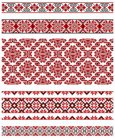 embroidery drawing flower image - Vector illustrations of ukrainian embroidery ornaments, patterns, frames and borders. Photographie de stock - Aubaine LD & Abonnement, Code: 400-04804694