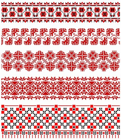Vector illustrations of ukrainian embroidery ornaments, patterns, frames and borders. Stock Photo - Budget Royalty-Free & Subscription, Code: 400-04804692