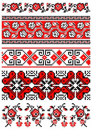 Vector illustrations of ukrainian embroidery ornaments, patterns, frames and borders. Stock Photo - Budget Royalty-Free & Subscription, Code: 400-04804703