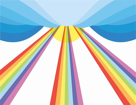 Sun rays in Rainbow spectrum flowing from sky. EPS vector file. Fotografie stock - Microstock e Abbonamento, Codice: 400-04804762