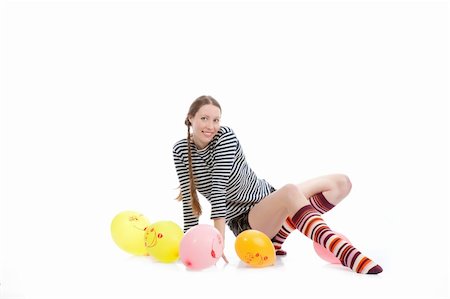 simsearch:400-04780842,k - a pretty girl dressed in casual clothes playing with baloons Stock Photo - Budget Royalty-Free & Subscription, Code: 400-04804834