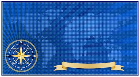 simsearch:625-00898537,k - Vector halftone map with gold windrose and ribbon Stock Photo - Budget Royalty-Free & Subscription, Code: 400-04805278