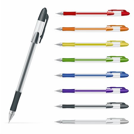 simsearch:400-04366633,k - Ballpoint pens on a white background. Vector illustration #2 Stock Photo - Budget Royalty-Free & Subscription, Code: 400-04805369