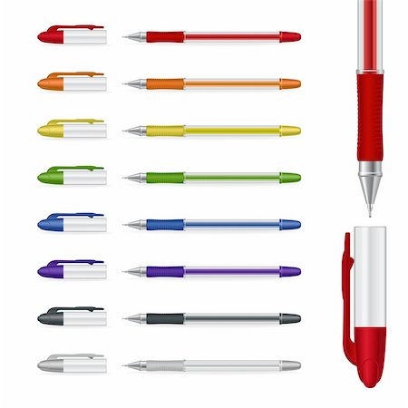 simsearch:400-04366633,k - Ballpoint pens on a white background. Vector illustration #4 Stock Photo - Budget Royalty-Free & Subscription, Code: 400-04805371