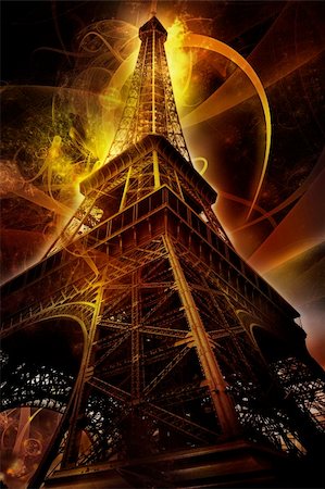 dirty city - Eiffel tower with abstract swirls Stock Photo - Budget Royalty-Free & Subscription, Code: 400-04805737