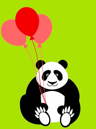 Happy Valentines Day Panda Bear Holding Balloons Illustration Stock Photo - Budget Royalty-Free & Subscription, Code: 400-04805982