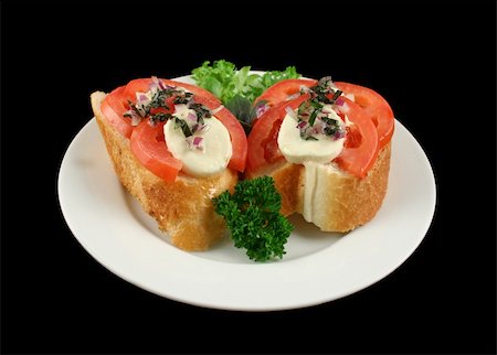 simsearch:400-05255035,k - Fresh and light roma tomato and bocconcini bites topped red onion and basil oil. Stock Photo - Budget Royalty-Free & Subscription, Code: 400-04806003