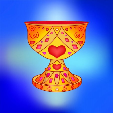 Easter image, legendary Christian bowl Holy Grail on a sky heavenly background, vector Stock Photo - Budget Royalty-Free & Subscription, Code: 400-04806213