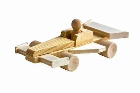 simsearch:400-05388802,k - Wooden toy race car with driver on white background Foto de stock - Super Valor sin royalties y Suscripción, Código: 400-04806530