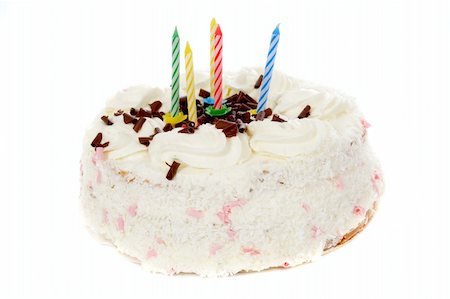 simsearch:400-04198170,k - the birthday white cake from five candles Fotografie stock - Microstock e Abbonamento, Codice: 400-04806561