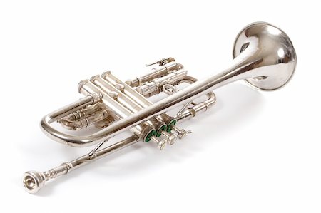 simsearch:400-06555098,k - old trumpet photo on the white background Stock Photo - Budget Royalty-Free & Subscription, Code: 400-04806578