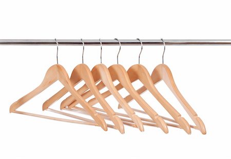 Wooden Clothes Hangers isolated on the white Stock Photo - Budget Royalty-Free & Subscription, Code: 400-04806665