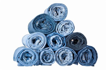 fabric roll - roll blue denim jeans arranged in stack Stock Photo - Budget Royalty-Free & Subscription, Code: 400-04806891