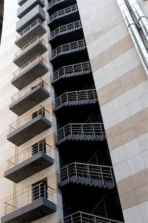 railing steel - outside fire exit stairs from office building Stock Photo - Budget Royalty-Free & Subscription, Code: 400-04806989