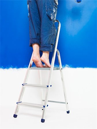Painting Girl on a step ladder Stock Photo - Budget Royalty-Free & Subscription, Code: 400-04807073