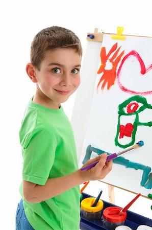 painter palette photography - A young schoolboy painting a picture on an art easel. Stock Photo - Budget Royalty-Free & Subscription, Code: 400-04807355