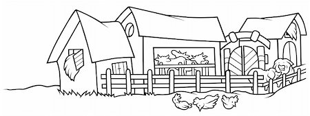 Farm - Black and White Cartoon illustration, Vector Stock Photo - Budget Royalty-Free & Subscription, Code: 400-04807377