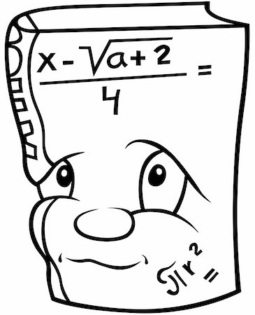 Mathematics Book - Black and White Cartoon illustration, Vector Stock Photo - Budget Royalty-Free & Subscription, Code: 400-04807387