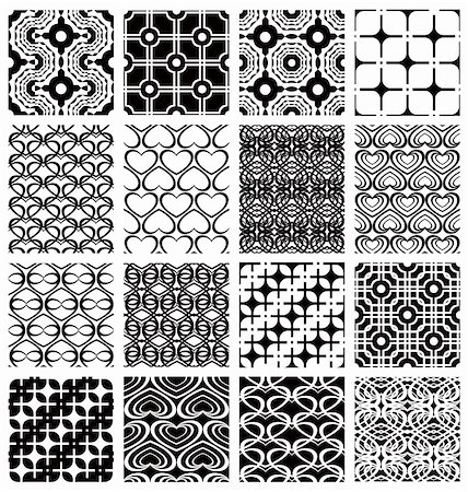 simsearch:400-04390786,k - Set of monochrome geometric seamless patterns. Vector backgrounds collection. Fotografie stock - Microstock e Abbonamento, Codice: 400-04807531