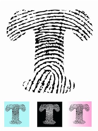 Fingerprint Alphabet Letter T (Highly detailed Letter - transparent so can be overlaid onto other graphics) Foto de stock - Super Valor sin royalties y Suscripción, Código: 400-04807591