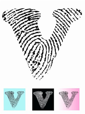 Fingerprint Alphabet Letter V (Highly detailed Letter - transparent so can be overlaid onto other graphics) Stock Photo - Budget Royalty-Free & Subscription, Code: 400-04807593
