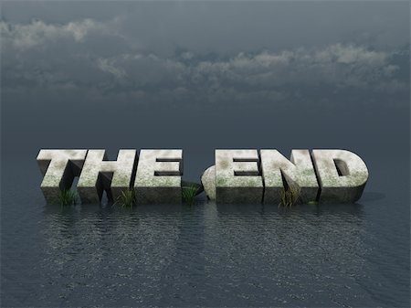 the end monument at the ocean - 3d illustration Foto de stock - Super Valor sin royalties y Suscripción, Código: 400-04807786