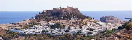 Lindos castle in rhodes   - greek town Lindos, Rhodes island, Greece Stock Photo - Budget Royalty-Free & Subscription, Code: 400-04807798