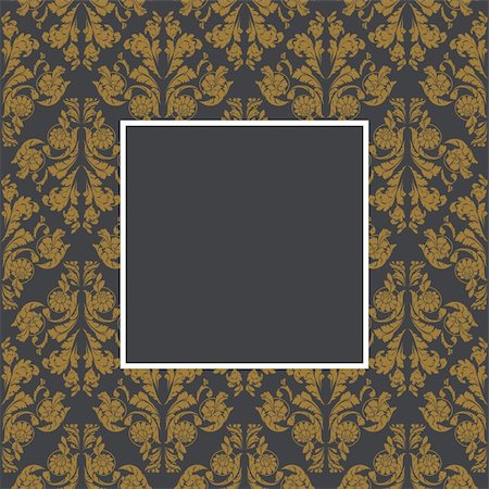 damask vector - Seamless floral pattern with frame in golden and gray color. Stock Photo - Budget Royalty-Free & Subscription, Code: 400-04808671