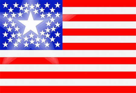 Conceptual drawing of the American flag with the principal state - star Stock Photo - Budget Royalty-Free & Subscription, Code: 400-04808897