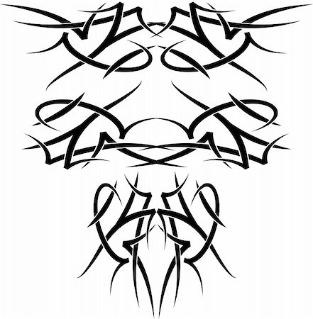 A set of examples of black tattoos in the shape of wings Foto de stock - Super Valor sin royalties y Suscripción, Código: 400-04809089
