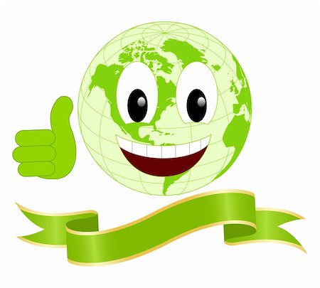 Smiling earth isolated on a white background. Vector illustration. Stock Photo - Budget Royalty-Free & Subscription, Code: 400-04809135