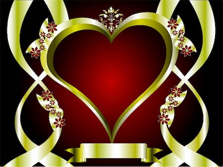 A vector valentines background with a series of  gold hearts on a deep red backdrop and a large central heart with room for text Stock Photo - Budget Royalty-Free & Subscription, Code: 400-04809206