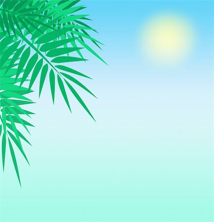 ruslan5838 (artist) - Illustration of branches of palm on a background blue sky Stockbilder - Microstock & Abonnement, Bildnummer: 400-04809495