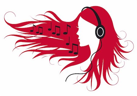 deejay (female) - woman with headphones and music notes, vector illustration Stock Photo - Budget Royalty-Free & Subscription, Code: 400-04809502