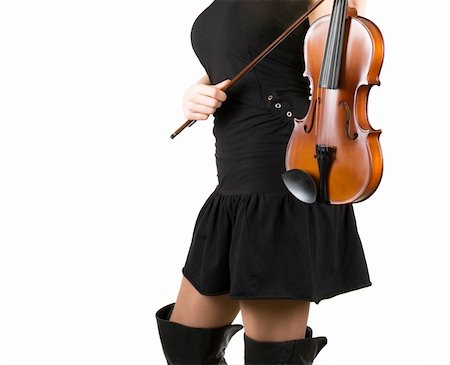 Playing violin at girl hand isolated on a white Stock Photo - Budget Royalty-Free & Subscription, Code: 400-04809983
